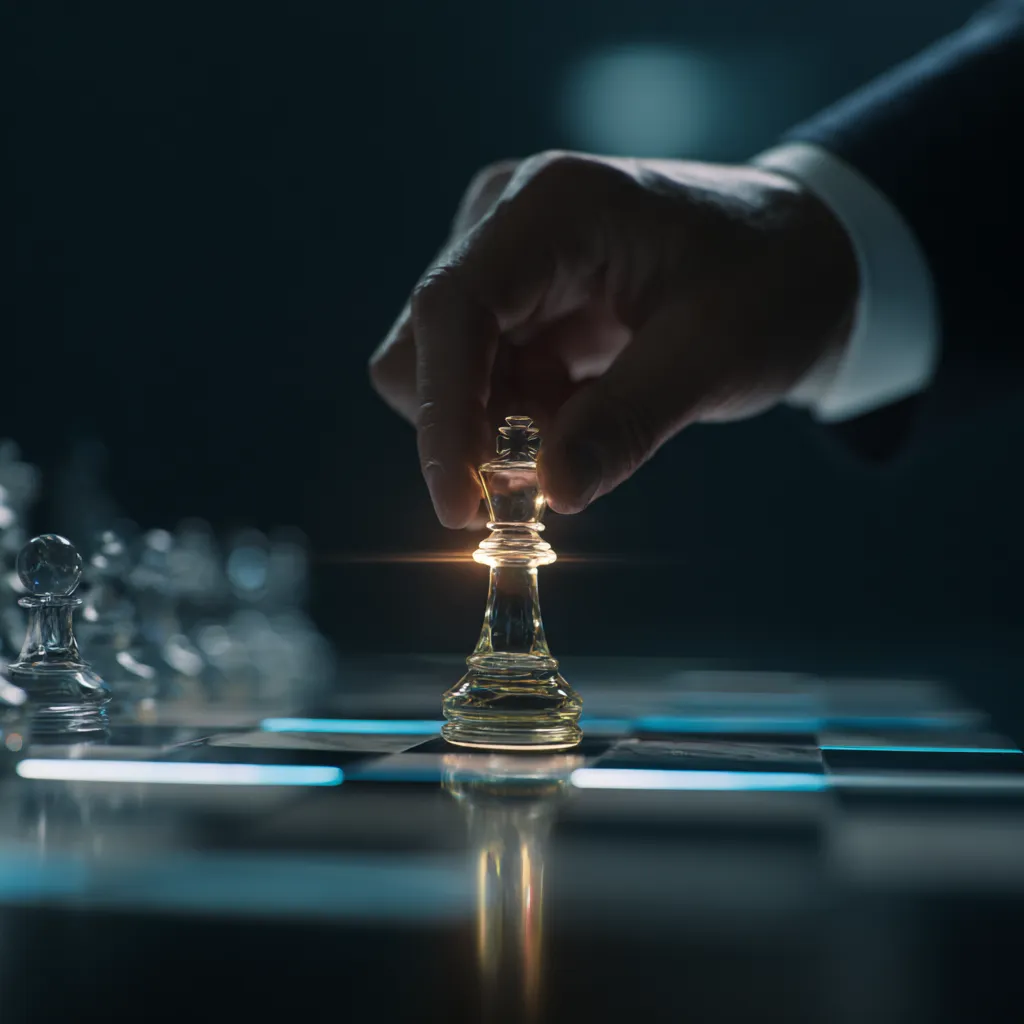 Hand on a chess piece