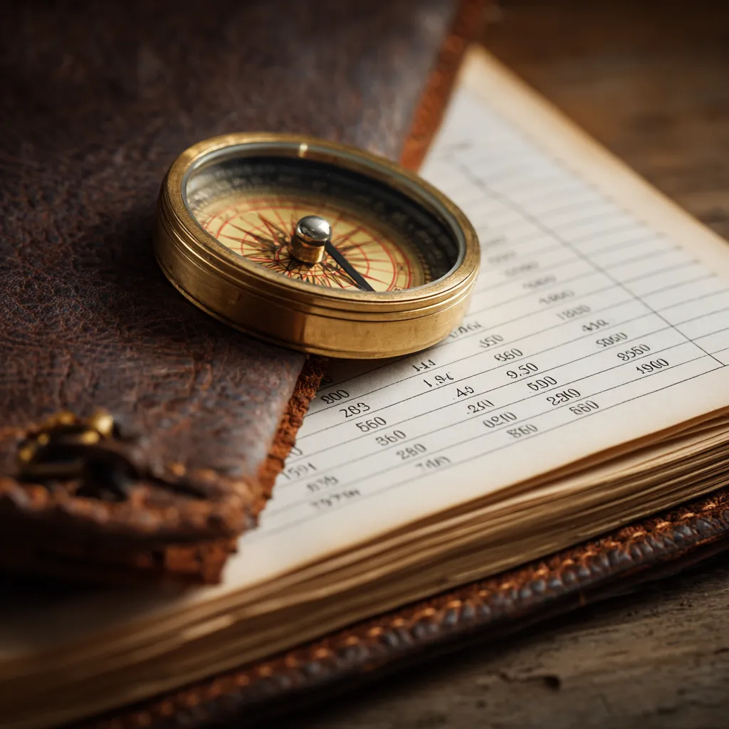 Old style journal and compass