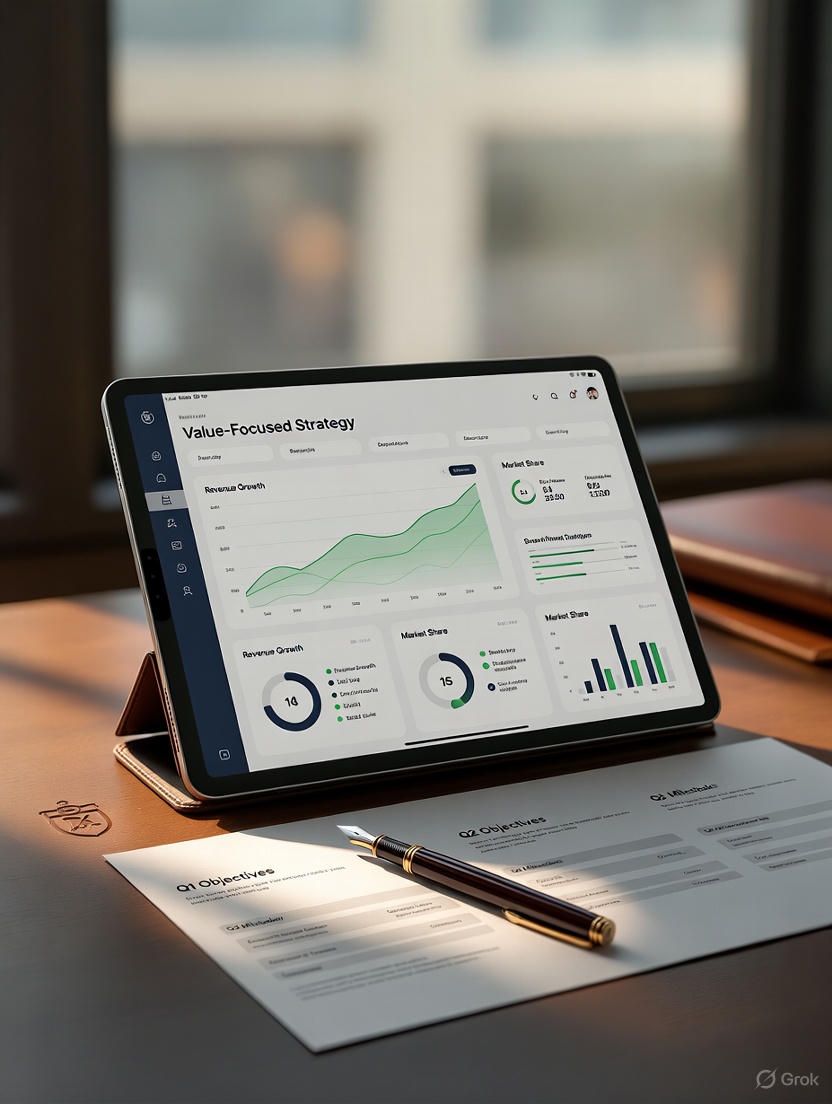 A tablet sitting open on a desk